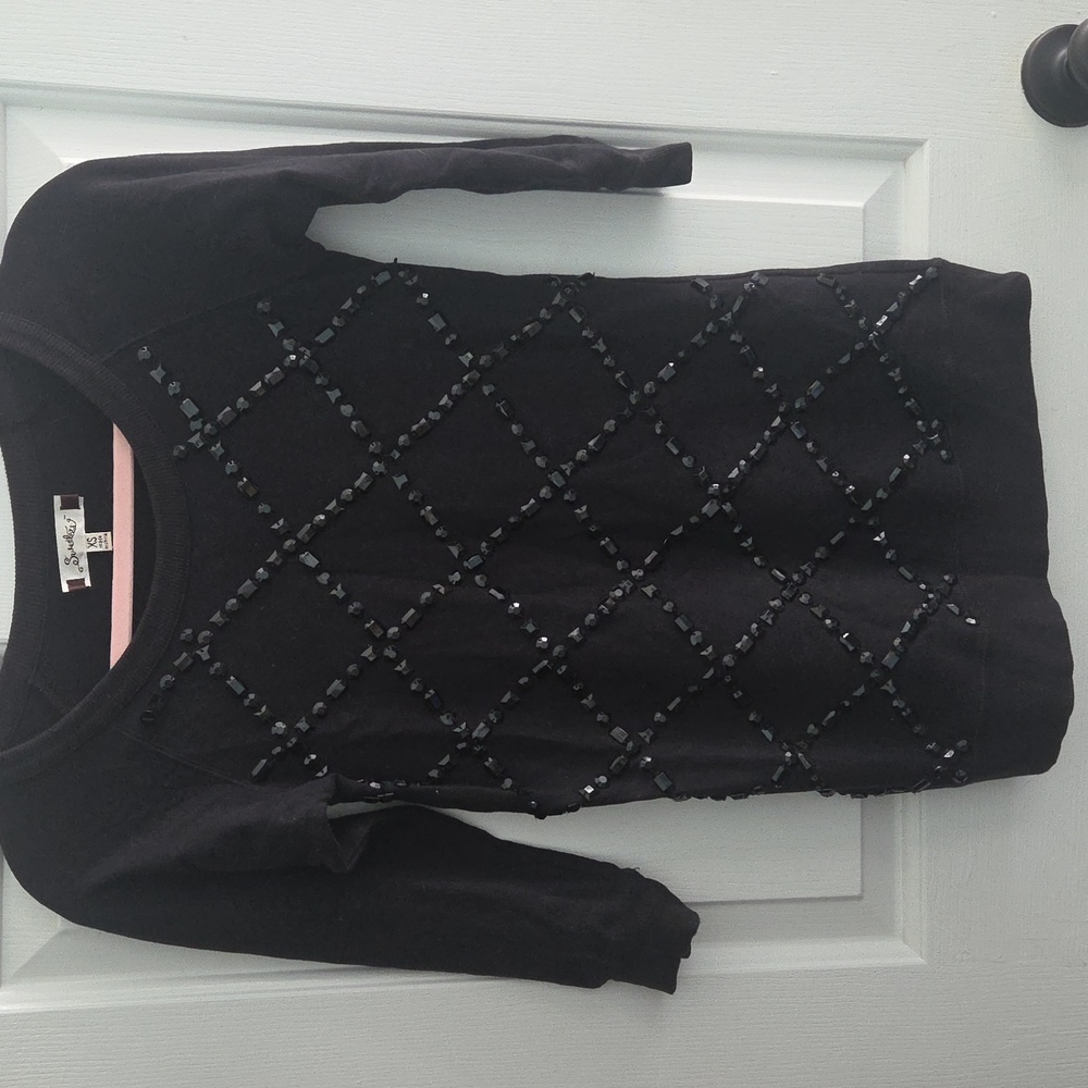 Black Studded 3/4 Sleeve Sweater